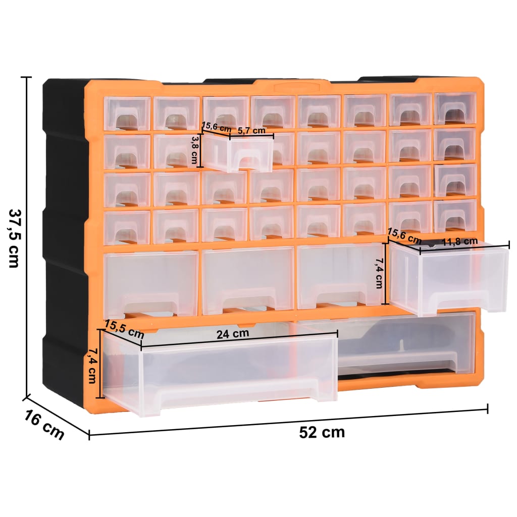 Caixa organizadora com 40 gavetas 52x16x37,5 cm