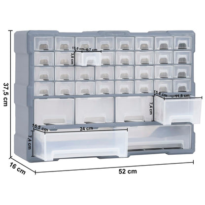 Caixa organizadora com 40 gavetas 52x16x37,5 cm