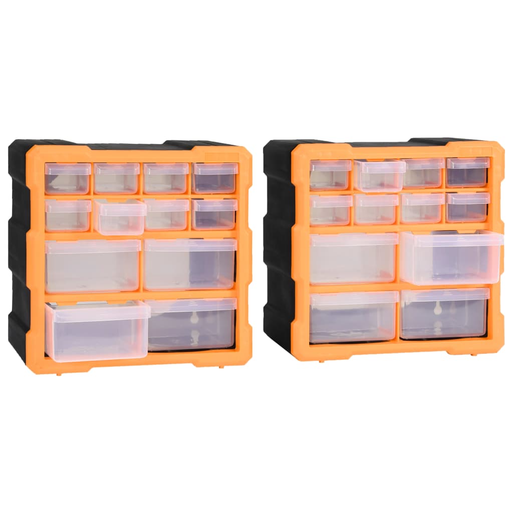 Caixas organizadoras com 12 gavetas 2 pcs 26,5x16x26 cm