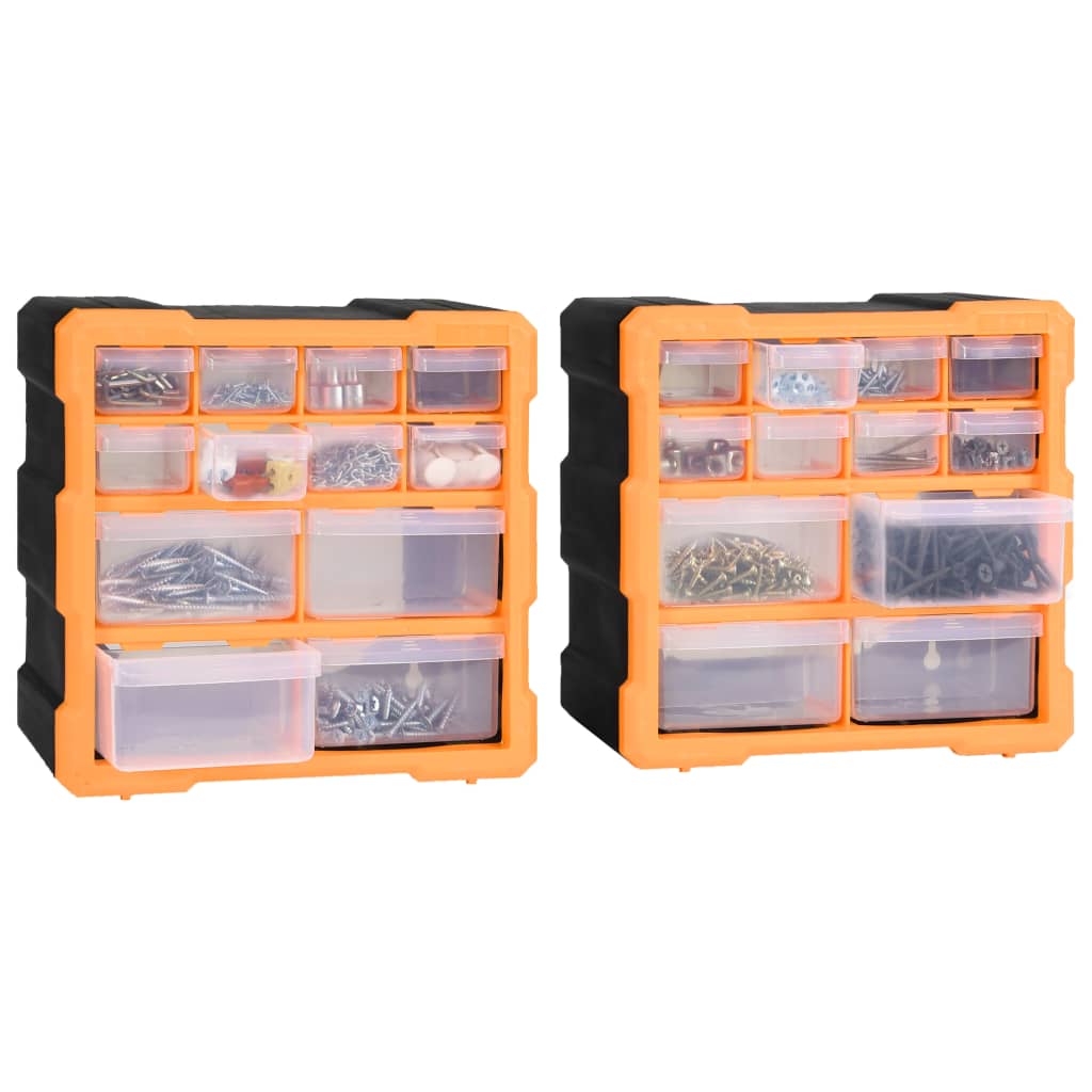 Caixas organizadoras com 12 gavetas 2 pcs 26,5x16x26 cm