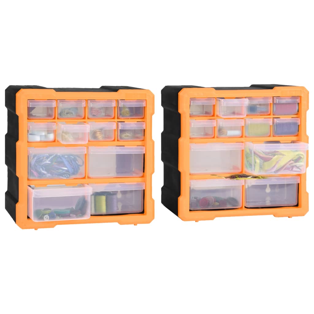 Caixas organizadoras com 12 gavetas 2 pcs 26,5x16x26 cm