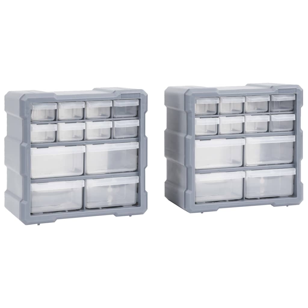 Caixas organizadoras com 12 gavetas 2 pcs 26,5x16x26 cm