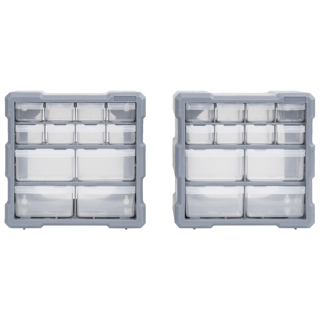 Caixas organizadoras com 12 gavetas 2 pcs 26,5x16x26 cm