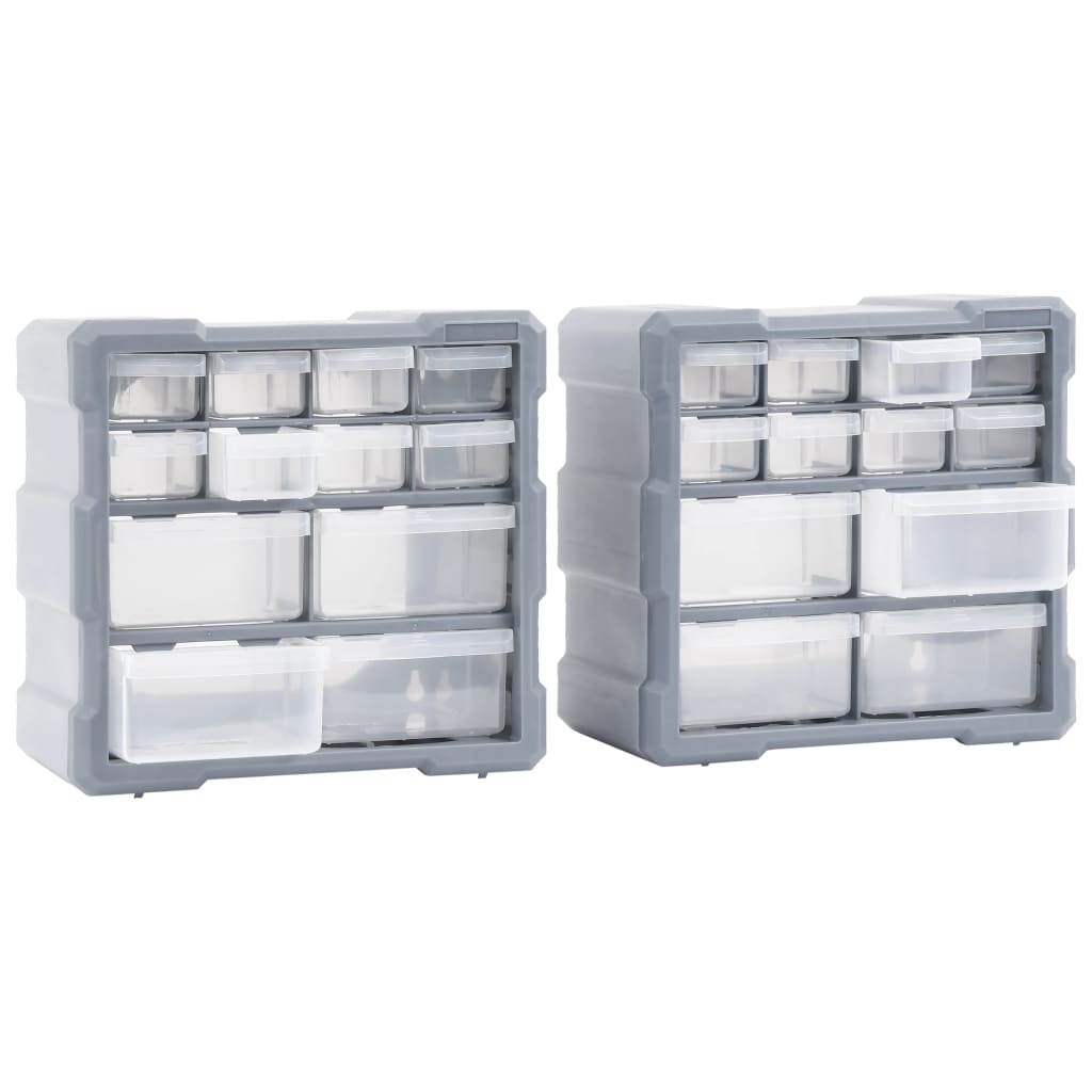 Caixas organizadoras com 12 gavetas 2 pcs 26,5x16x26 cm