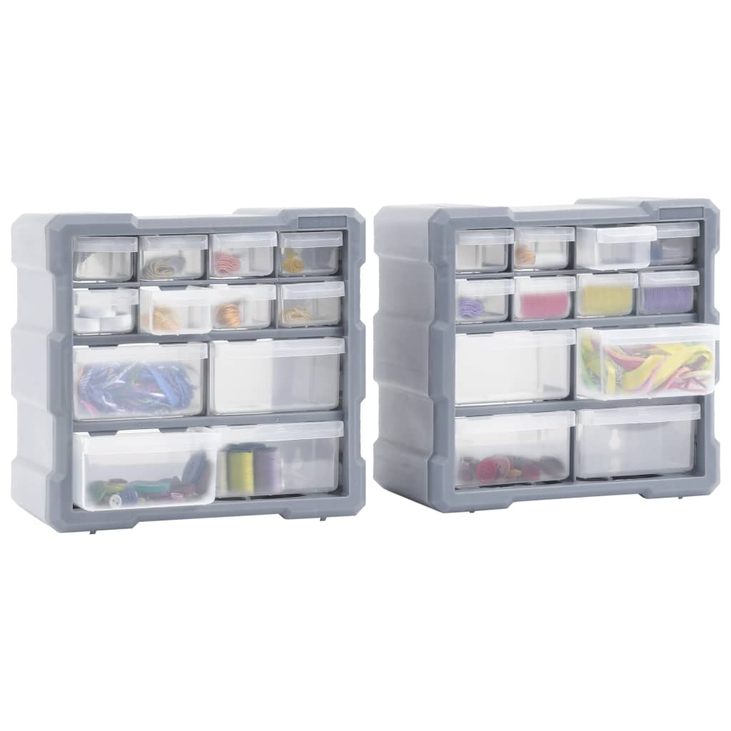 Caixas organizadoras com 12 gavetas 2 pcs 26,5x16x26 cm