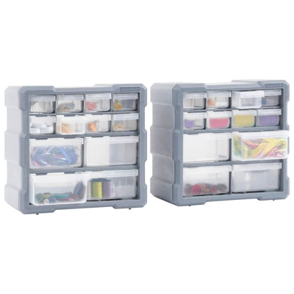 Caixas organizadoras com 12 gavetas 2 pcs 26,5x16x26 cm