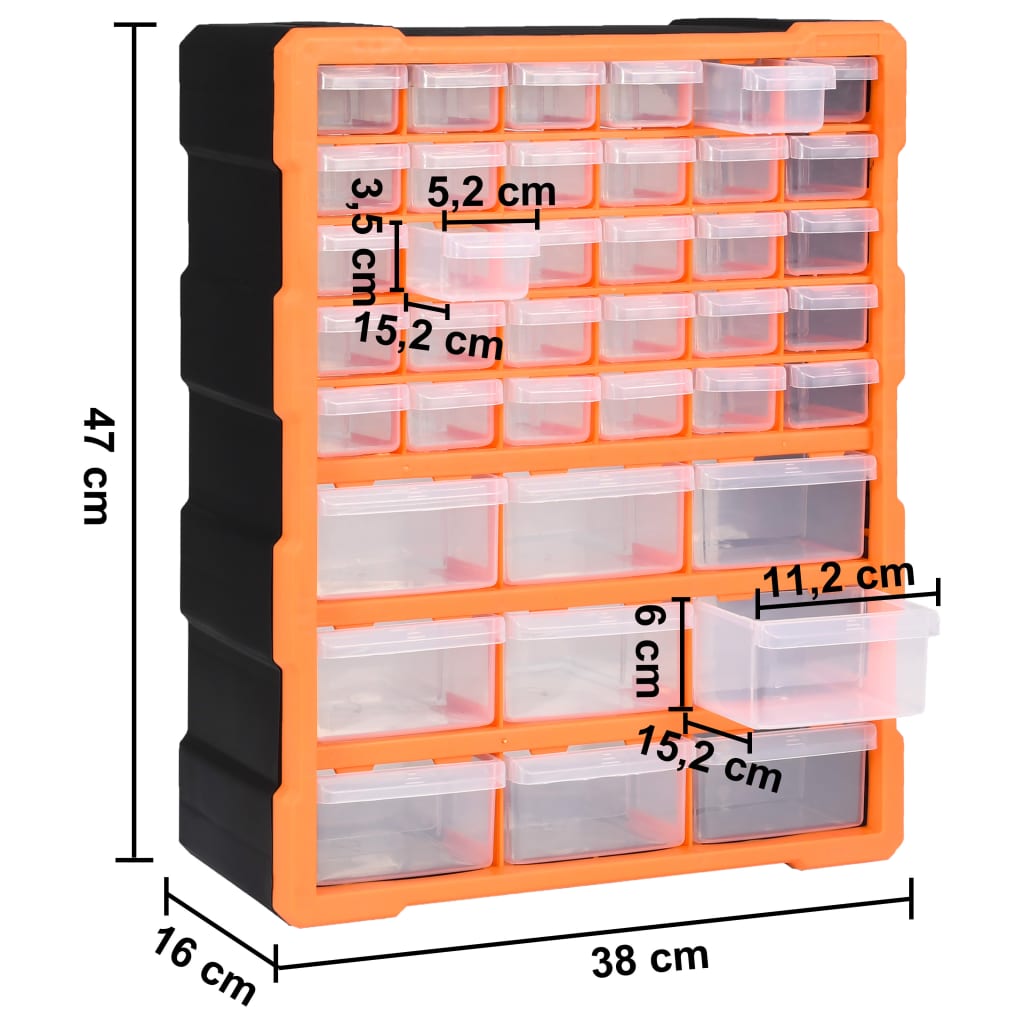 Caixa organizadora com 39 gavetas 38x16x47 cm