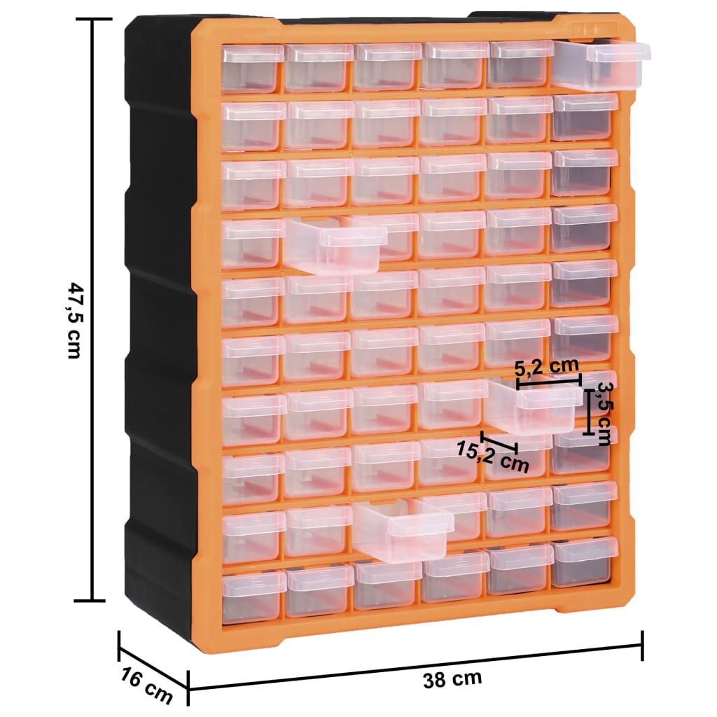 Caixa organizadora com 60 gavetas 38x16x47,5 cm