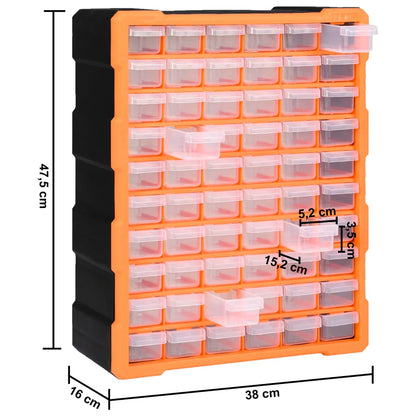 Caixa organizadora com 60 gavetas 38x16x47,5 cm