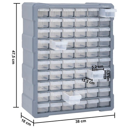 Caixa organizadora com 60 gavetas 38x16x47,5 cm