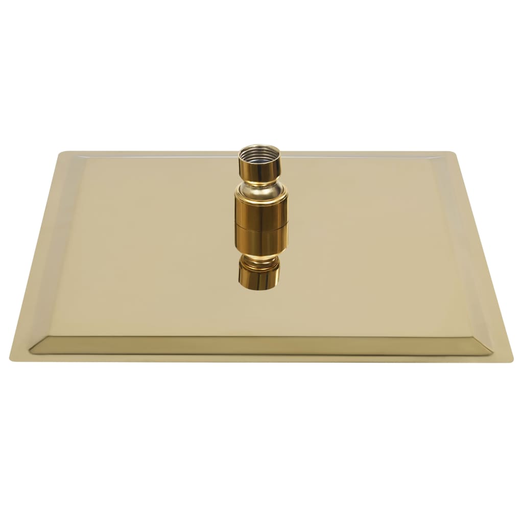 Cabeça de chuveiro quadrada 20x20 cm aço inoxidável dourado