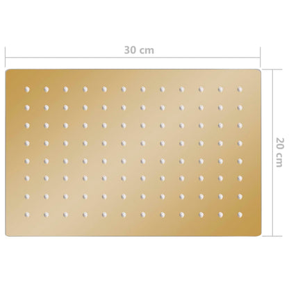 Cabeça de chuveiro retangular 30x20 cm aço inoxidável dourado