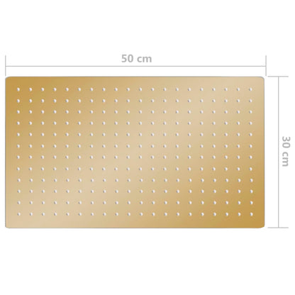 Cabeça de chuveiro retangular 50x30 cm aço inoxidável dourado