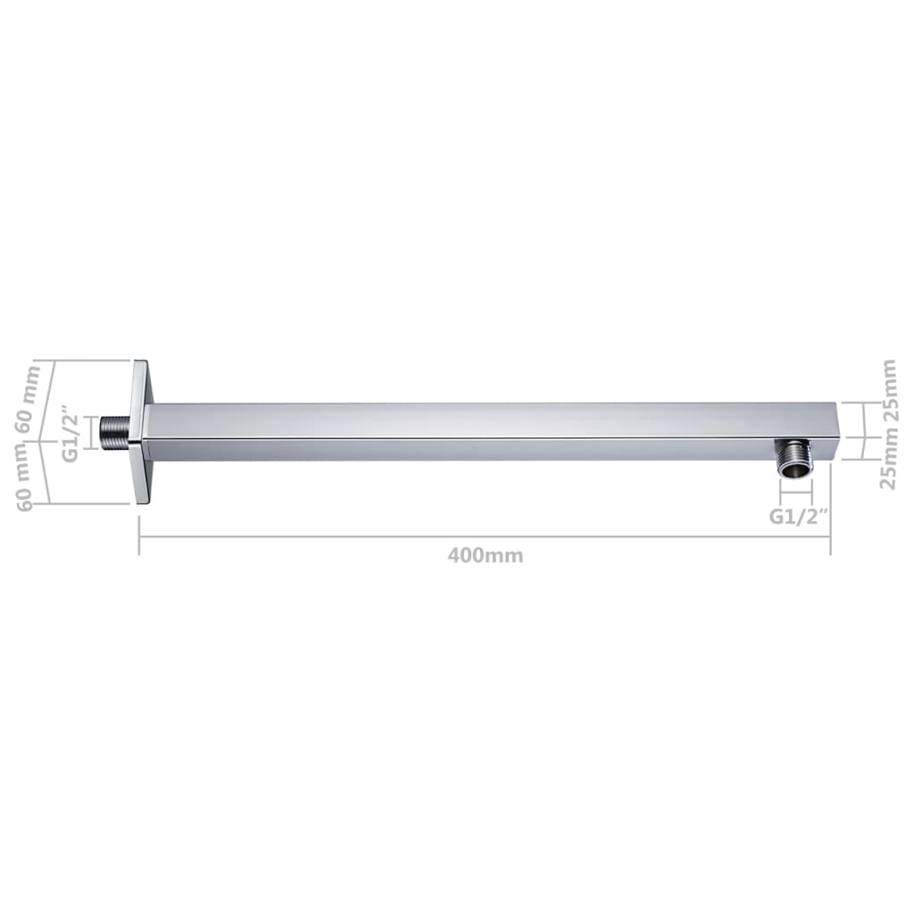 Braço de apoio chuveiro quadrado aço inox. 201 40 cm prateado