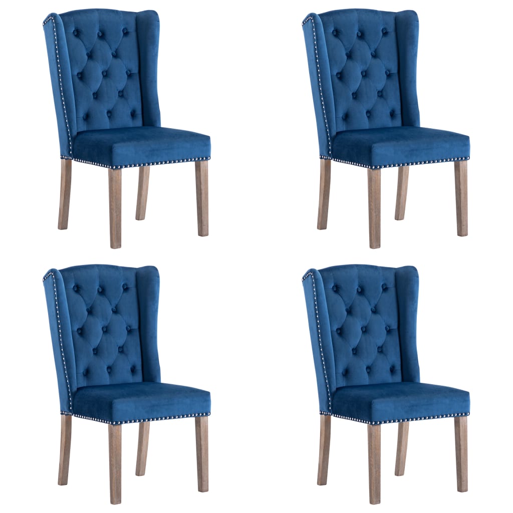 Cadeiras de jantar 4 pcs veludo azul