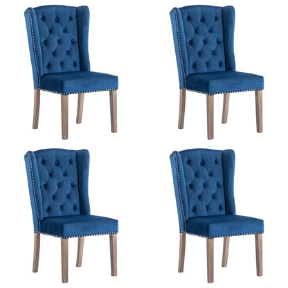 Cadeiras de jantar 4 pcs veludo azul