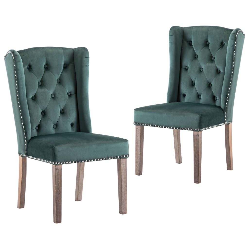 Cadeiras de jantar 2 pcs veludo verde-escuro