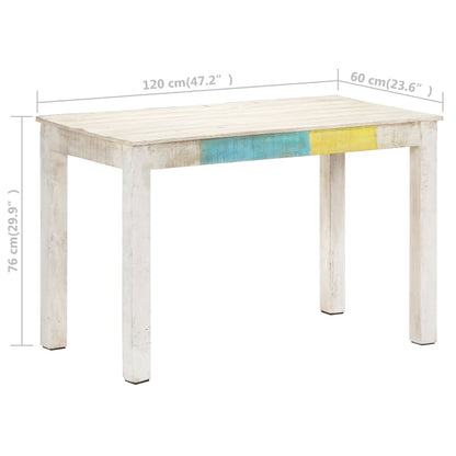 Mesa de jantar 120x60x76 cm madeira de mangueira maciça branco