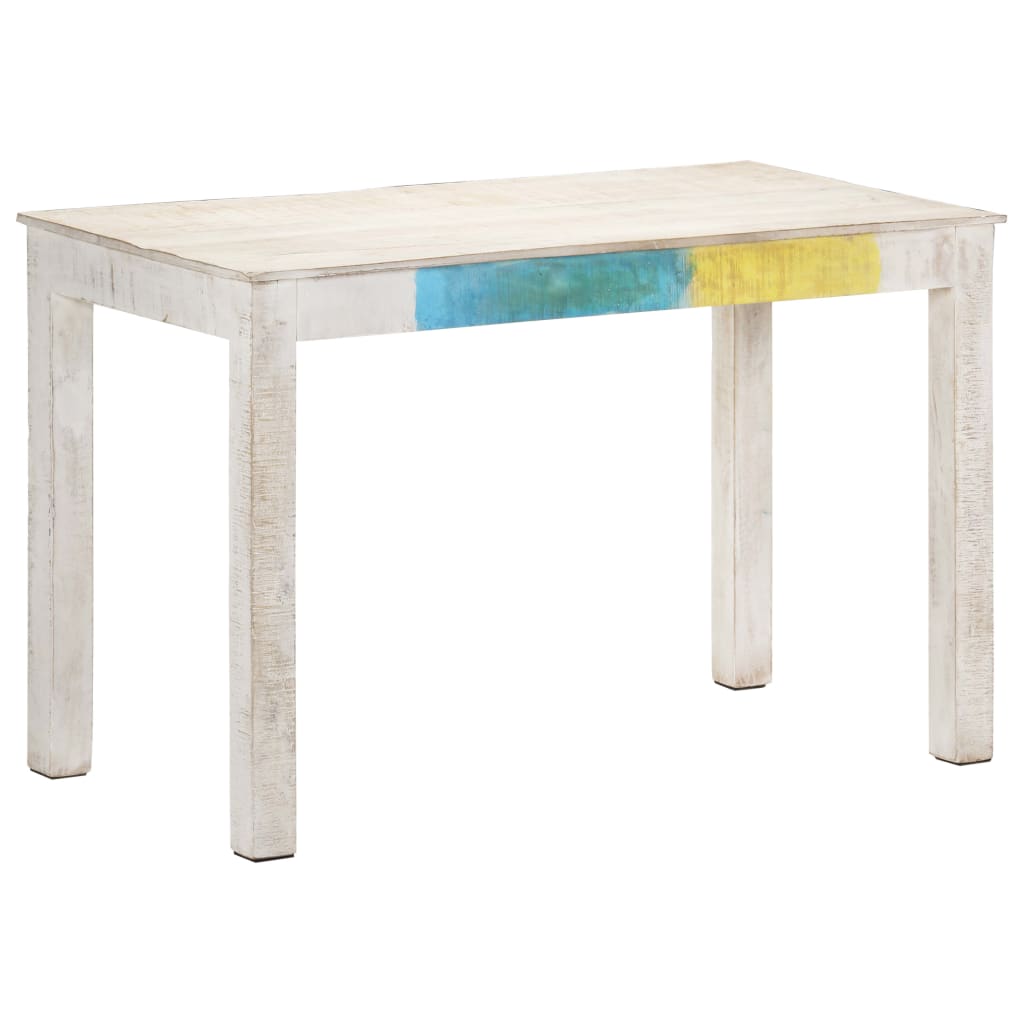 Mesa de jantar 120x60x76 cm madeira de mangueira maciça branco