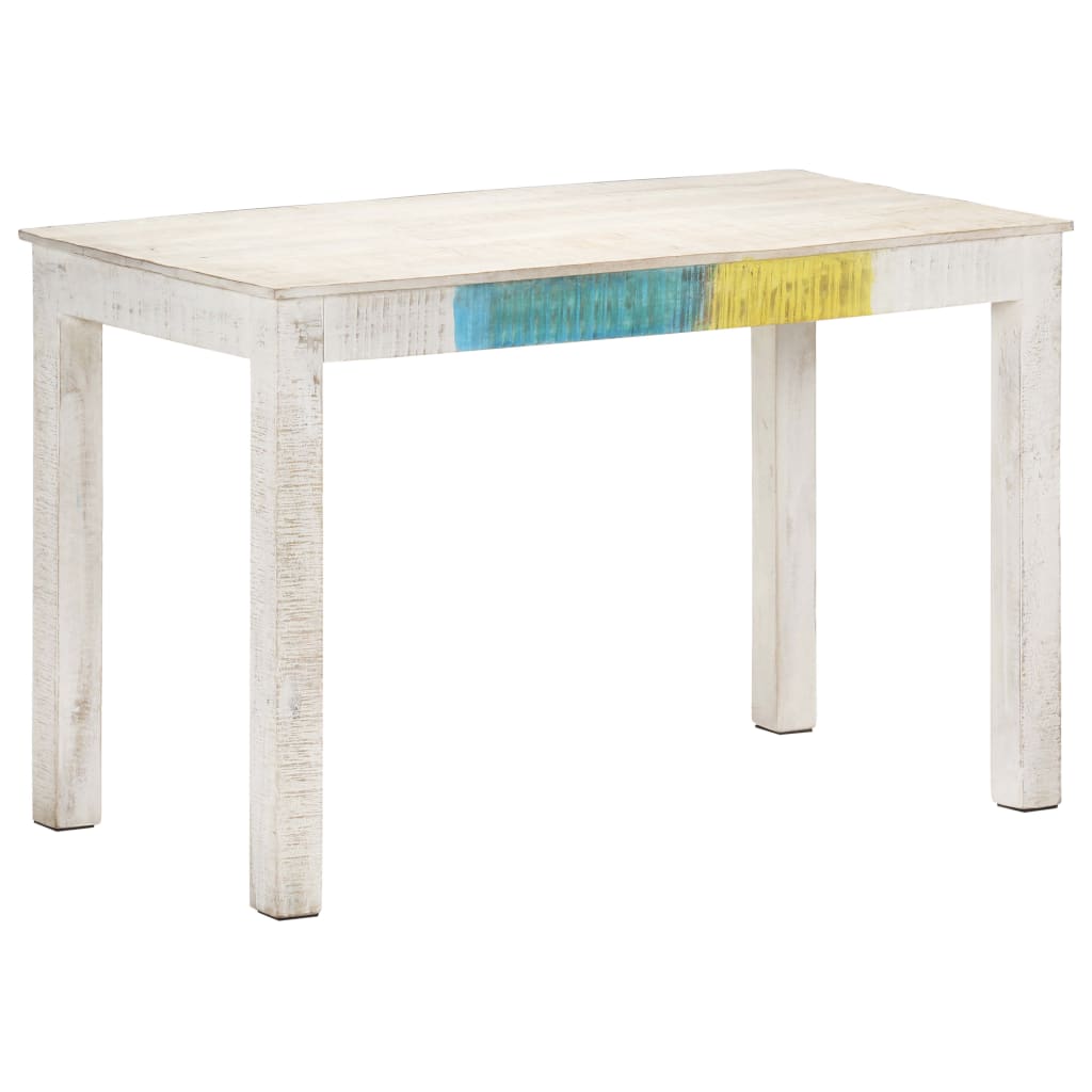 Mesa de jantar 120x60x76 cm madeira de mangueira maciça branco