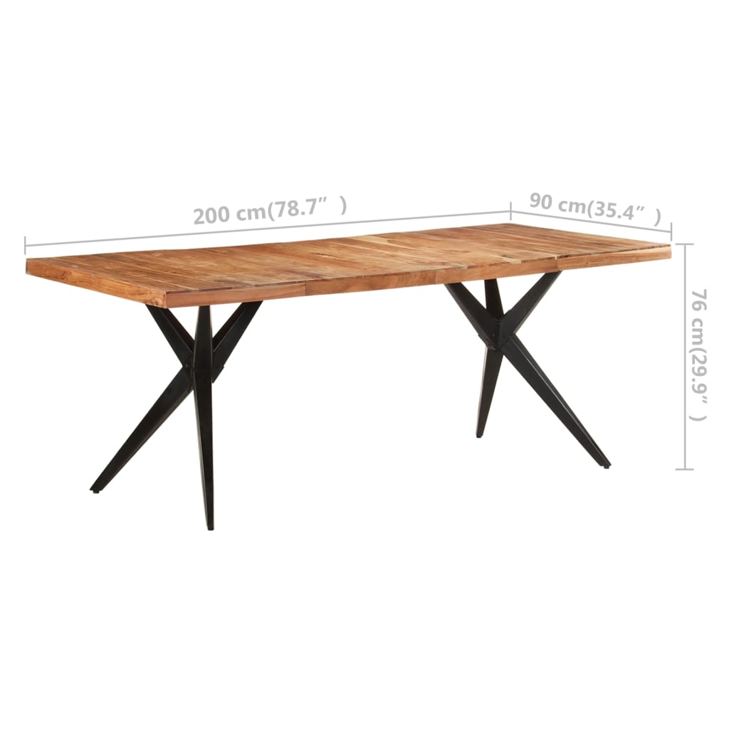 Mesa de jantar 200x90x76 cm madeira de acácia maciça