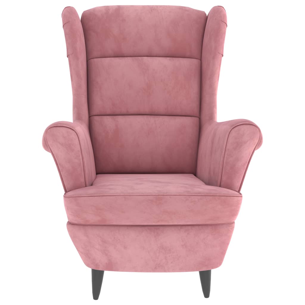 Poltrona Mineli - Em Veludo, com Estrutura em Madeira Compensada - 81x90x96,5 cm - Cor Rosa - Design Escandinavo