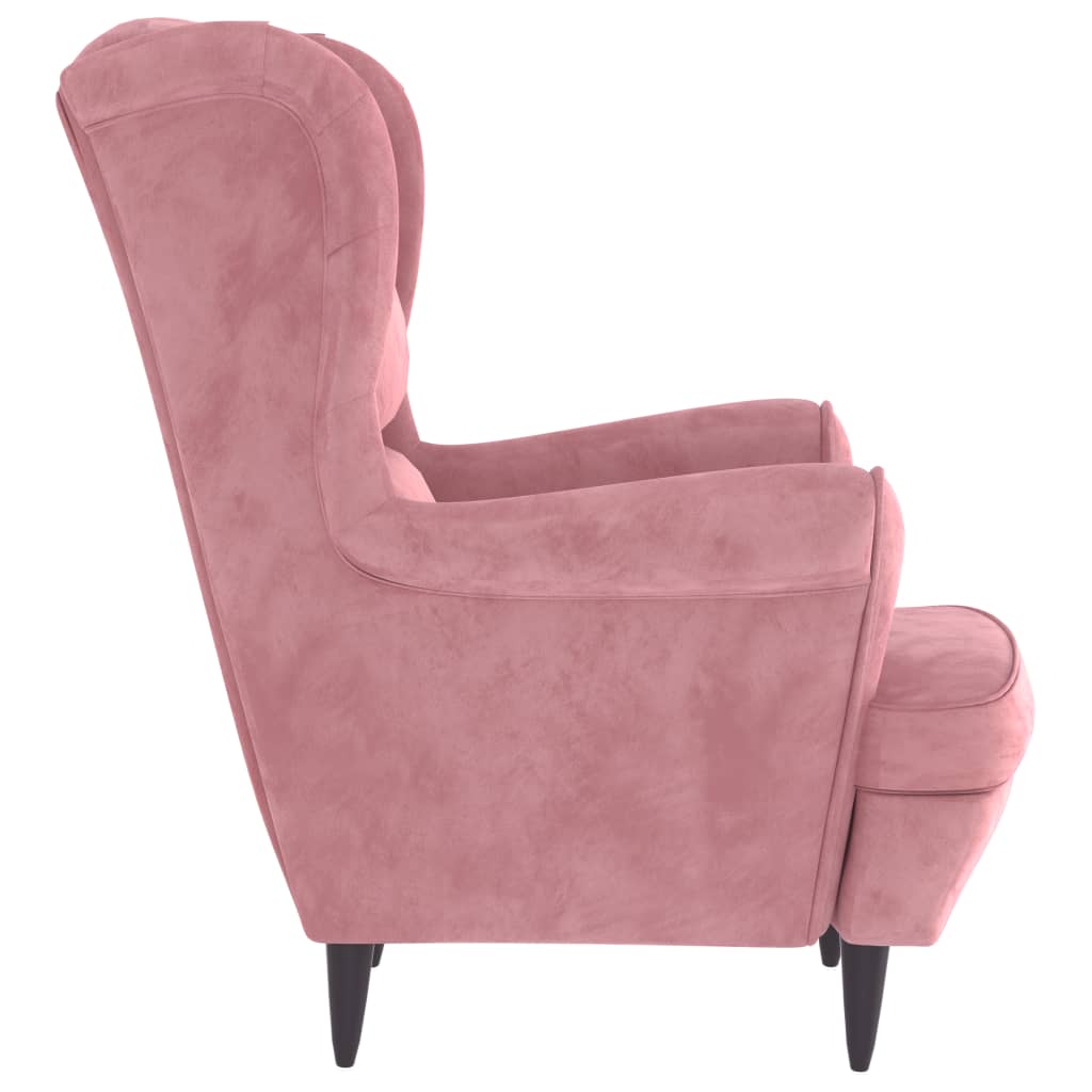 Poltrona Mineli - Em Veludo, com Estrutura em Madeira Compensada - 81x90x96,5 cm - Cor Rosa - Design Escandinavo