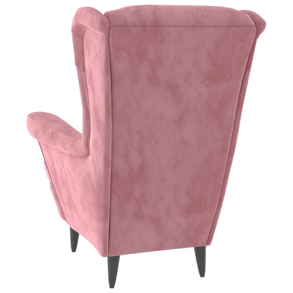 Poltrona Mineli - Em Veludo, com Estrutura em Madeira Compensada - 81x90x96,5 cm - Cor Rosa - Design Escandinavo