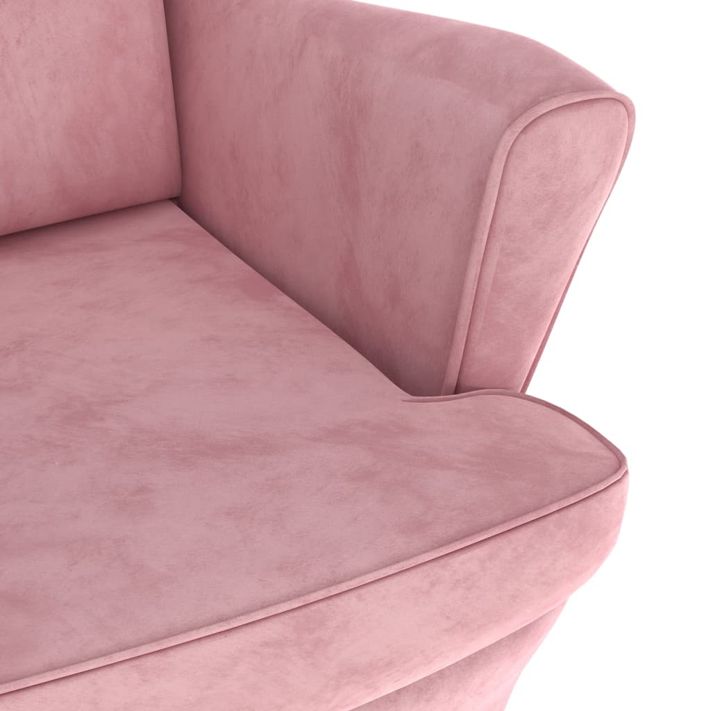 Poltrona Mineli - Em Veludo, com Estrutura em Madeira Compensada - 81x90x96,5 cm - Cor Rosa - Design Escandinavo