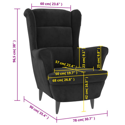 Poltrona Mineli - Em Veludo, com Estrutura em Madeira Compensada - 81x90x96,5 cm - Cor Preto - Design Escandinavo