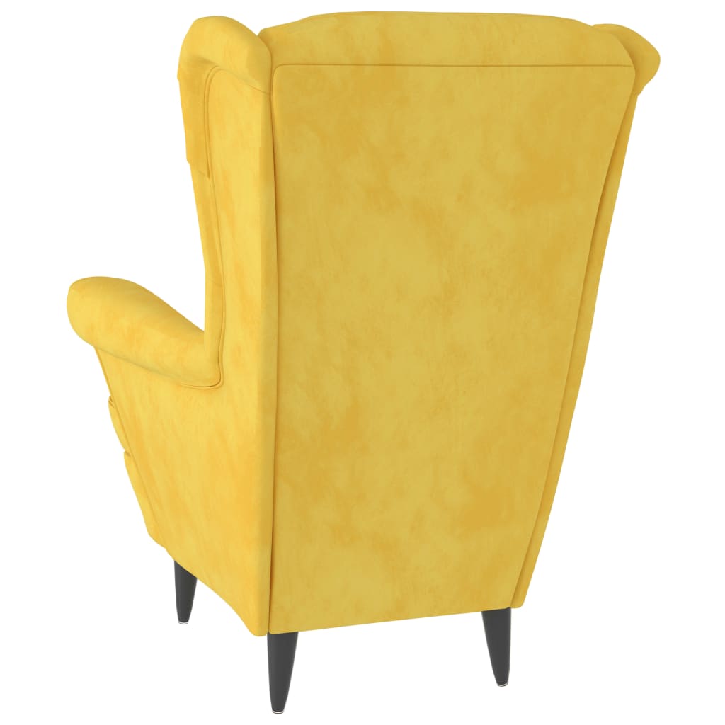 Poltrona Mineli - Em Veludo, com Estrutura em Madeira Compensada - 81x90x96,5 cm - Cor Amarelo Mostarda - Design Escandinavo