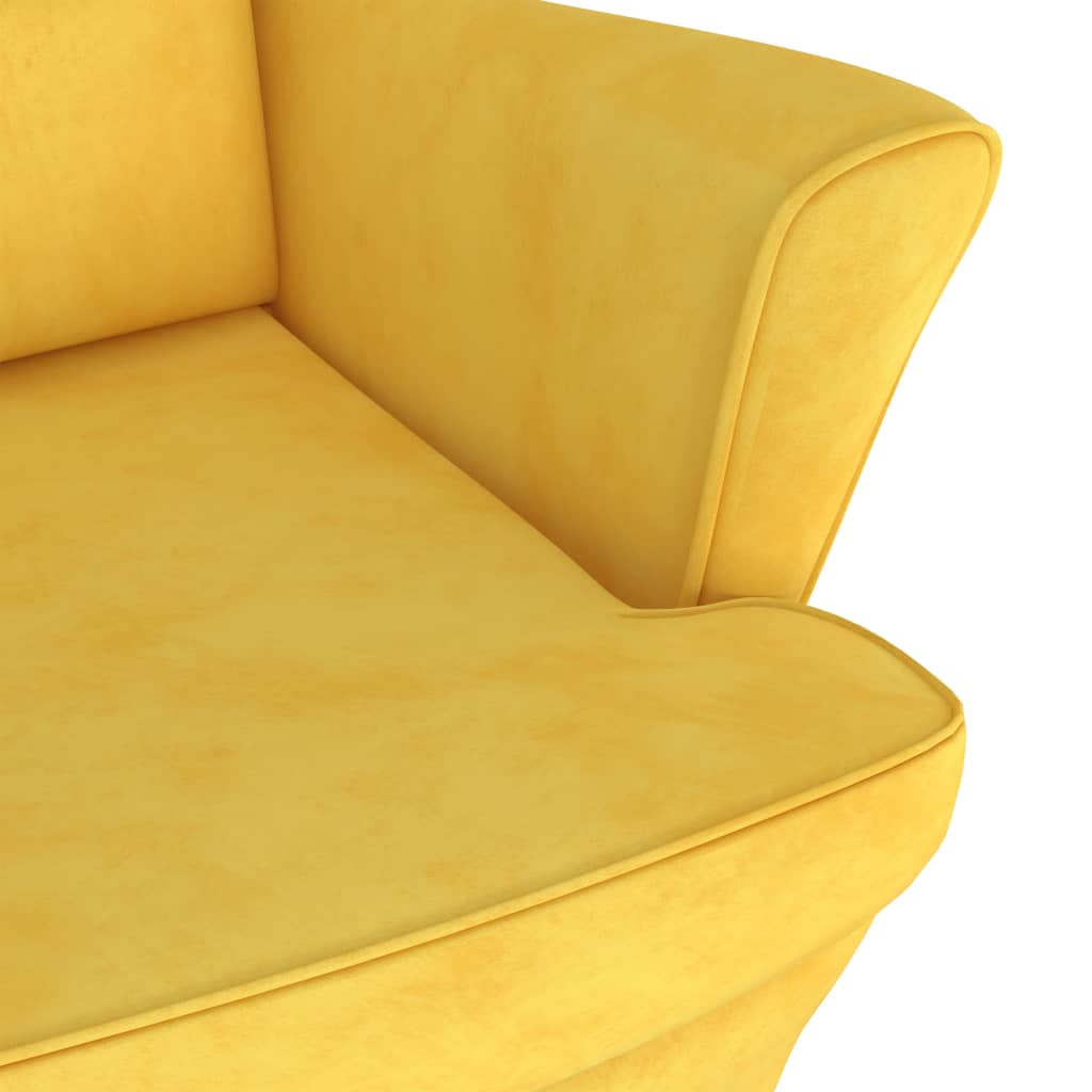 Poltrona Mineli - Em Veludo, com Estrutura em Madeira Compensada - 81x90x96,5 cm - Cor Amarelo Mostarda - Design Escandinavo