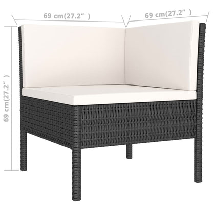 2 pcs conjunto lounge de jardim c/ almofadões vime PE preto