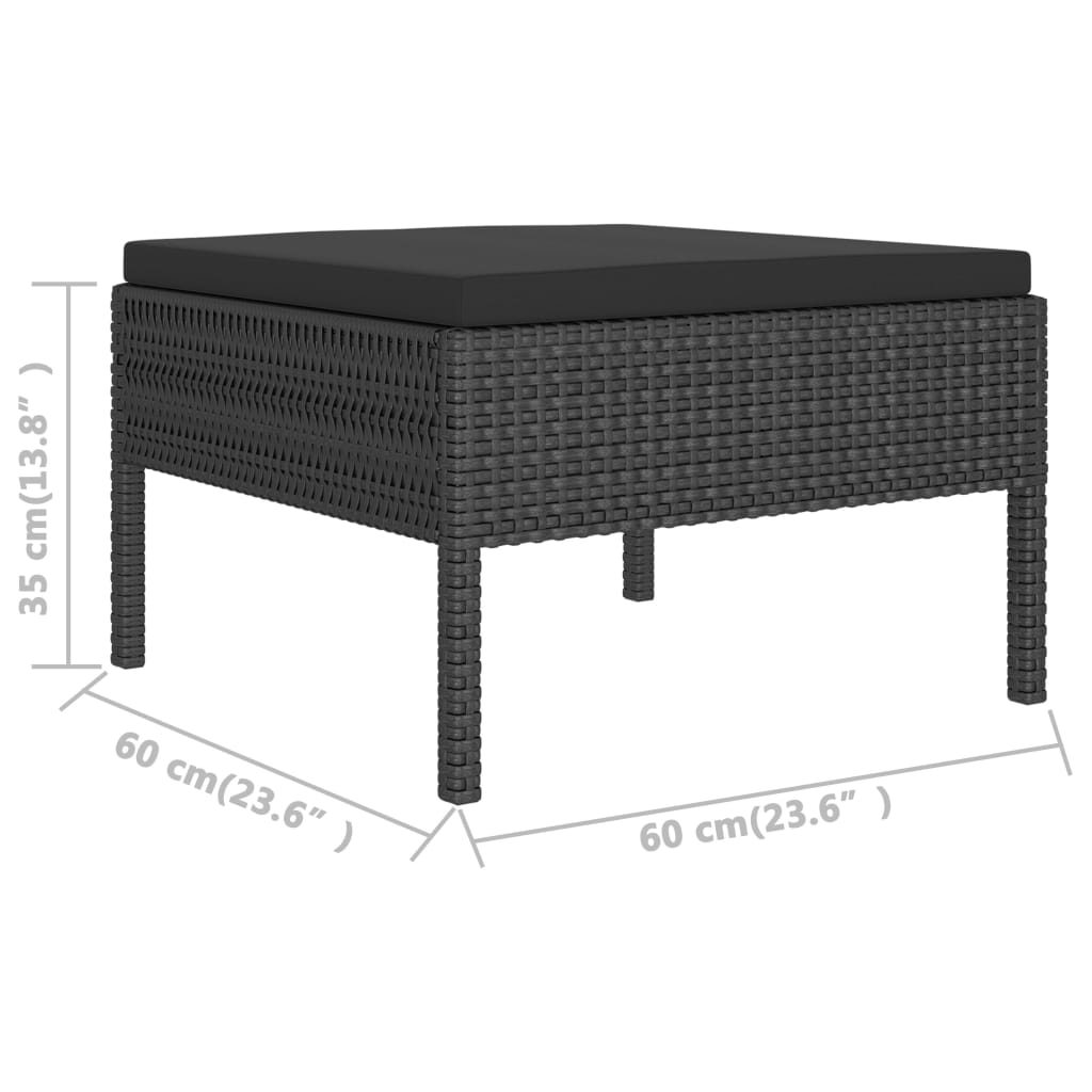 2 pcs conjunto lounge de jardim c/ almofadões vime PE preto