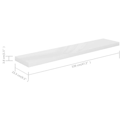 Prateleira de parede suspensa 120x23,5x3,8 cm MDF branco