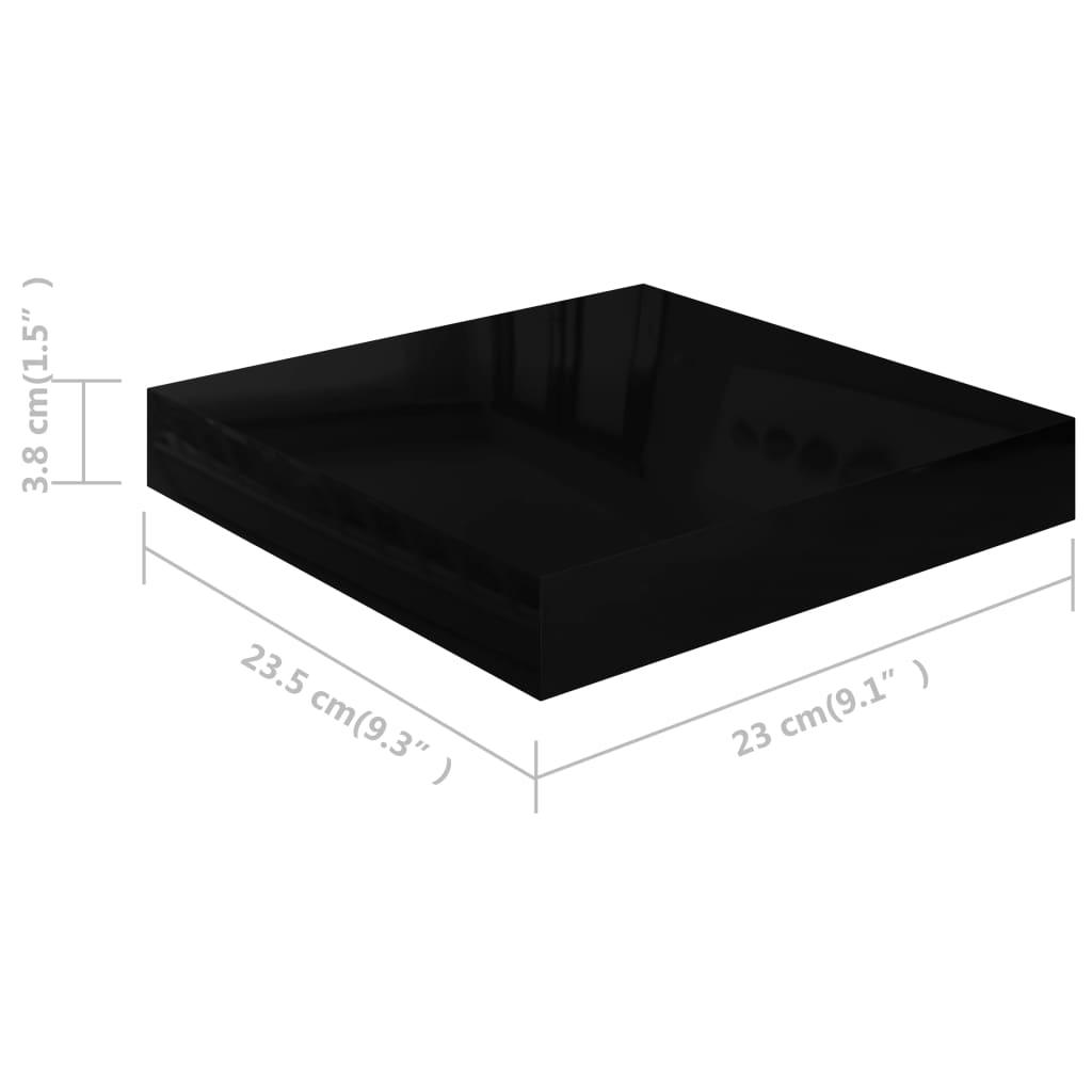 Prateleiras de parede suspensas 2 pcs 23x23,5x3,8cm MDF preto