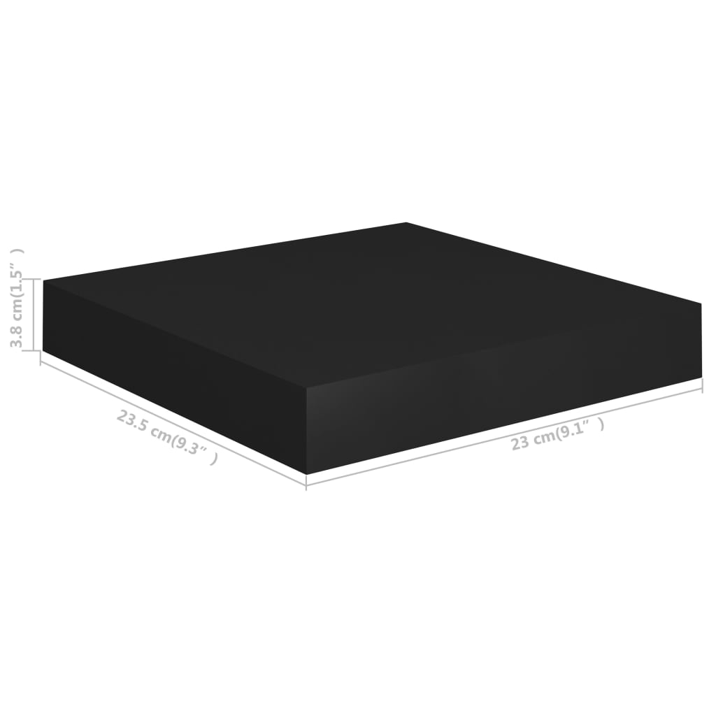 Prateleiras de parede suspensas 2 pcs 23x23,5x3,8cm MDF preto