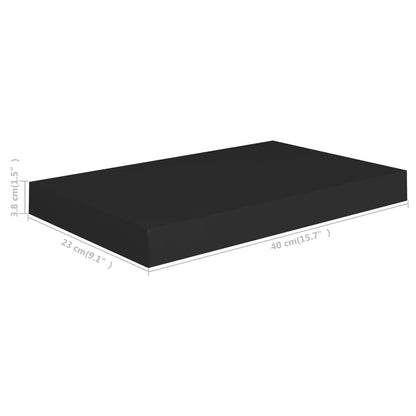 Prateleiras de parede suspensas 4 pcs 40x23x3,8cm MDF preto