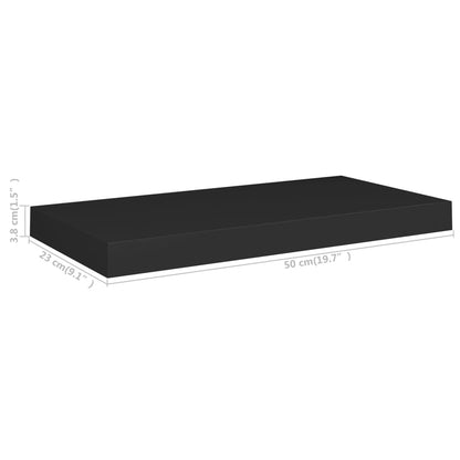 Prateleiras de parede suspensas 2 pcs 50x23x3,8cm MDF preto