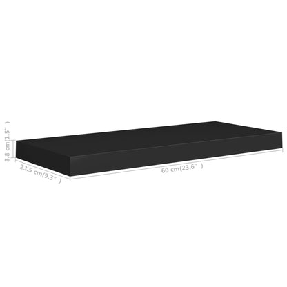 Prateleiras de parede suspensas 2 pcs 60x23,5x3,8 cm MDF preto