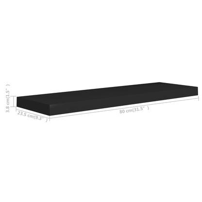 Prateleiras parede suspensas 2 pcs 80x23,5x3,8cm MDF preto