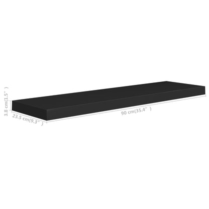 Prateleira de parede suspensa 90x23,5x3,8 cm MDF preto