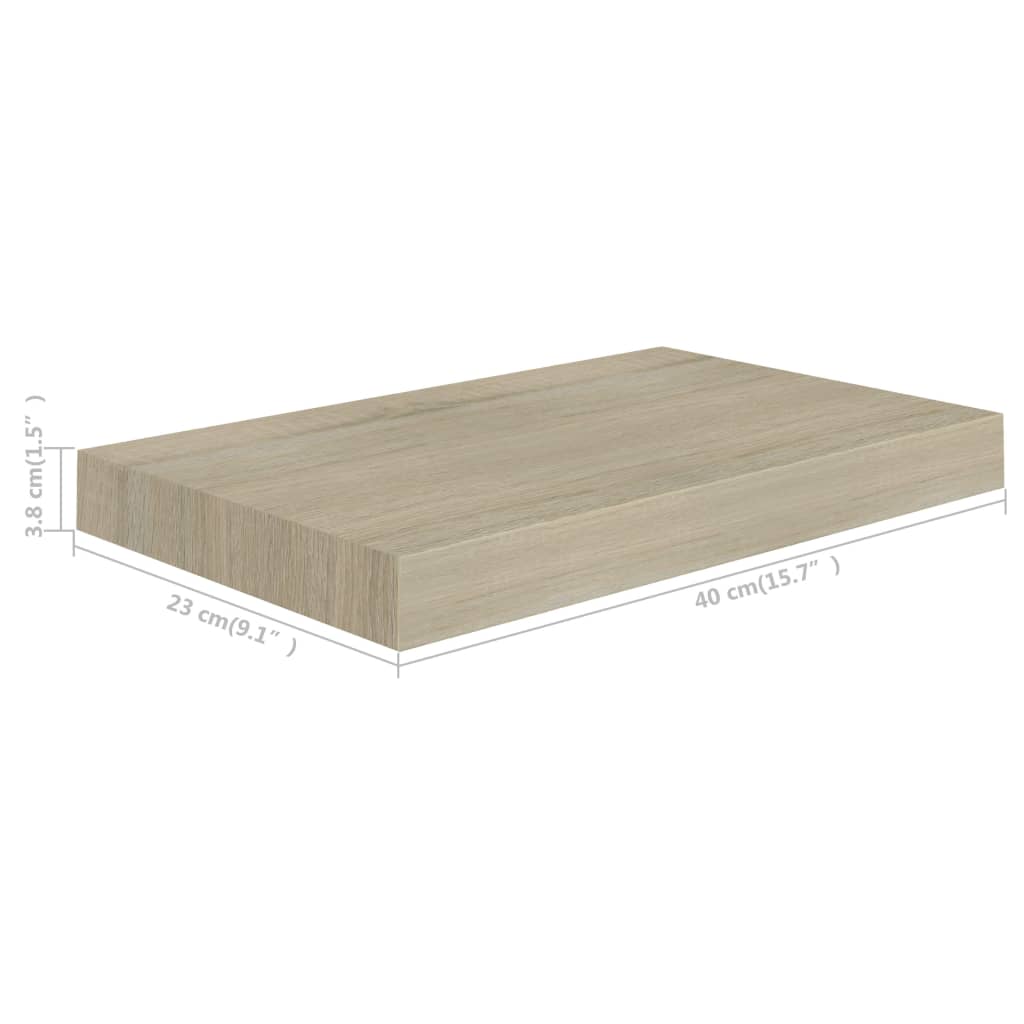 Prateleiras parede suspensas 2 pcs 40x23x3,8cm MDF cor carvalho