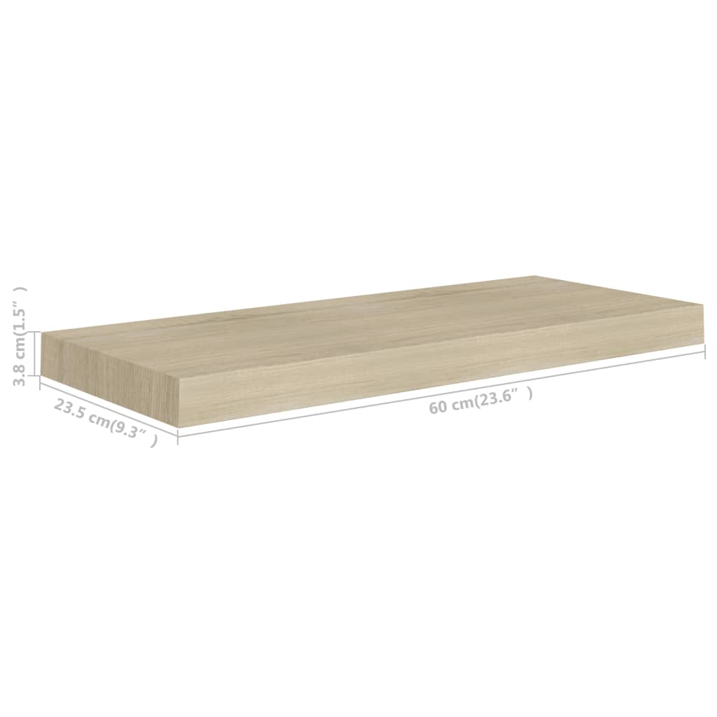 Prateleiras parede suspensas 4 pcs 60x23,5x3,8 cm MDF carvalho