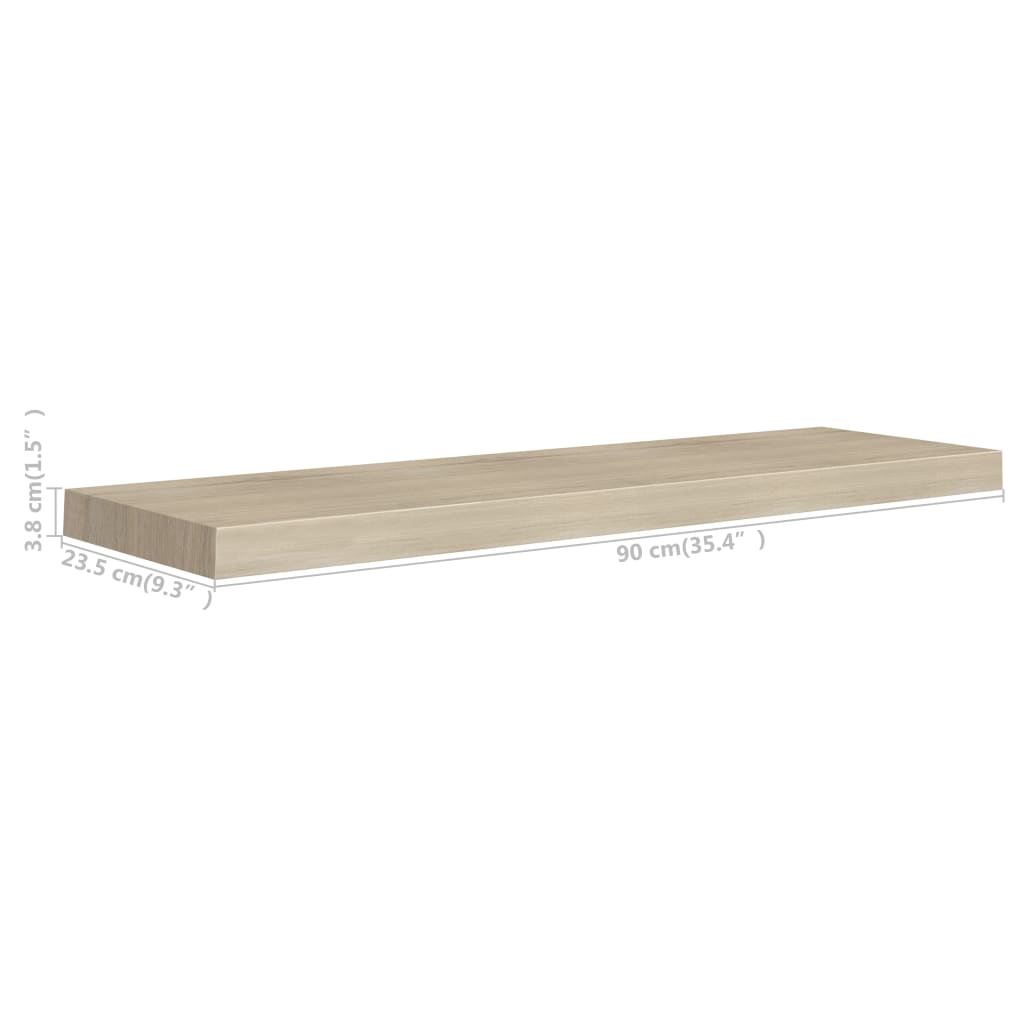 Prateleiras parede suspensas 2 pcs 90x23,5x3,8cm MDF carvalho