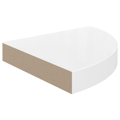 Prateleira de canto suspensa 25x25x3,8 cm MDF branco brilhante