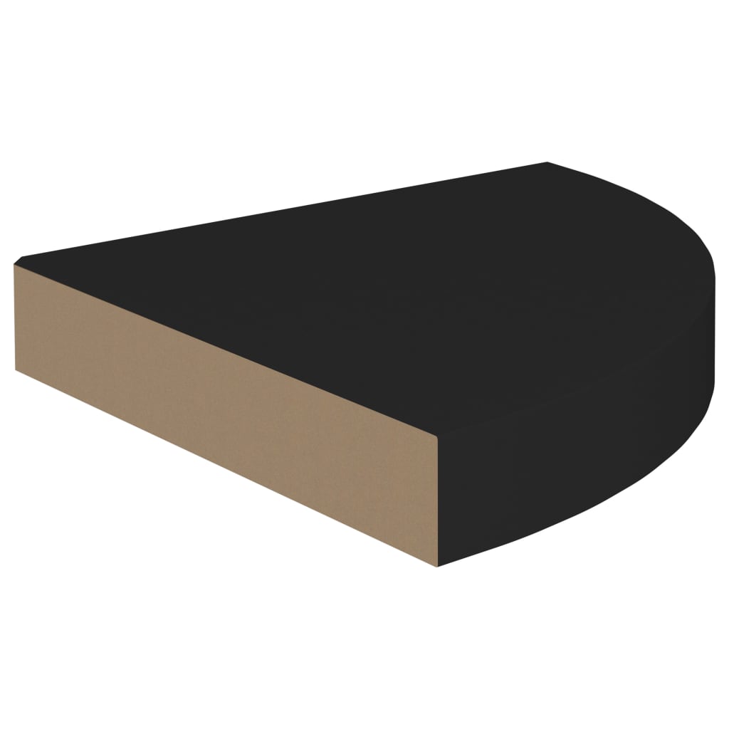 Prateleiras de canto suspensas 2 pcs 25x25x3,8cm MDF preto