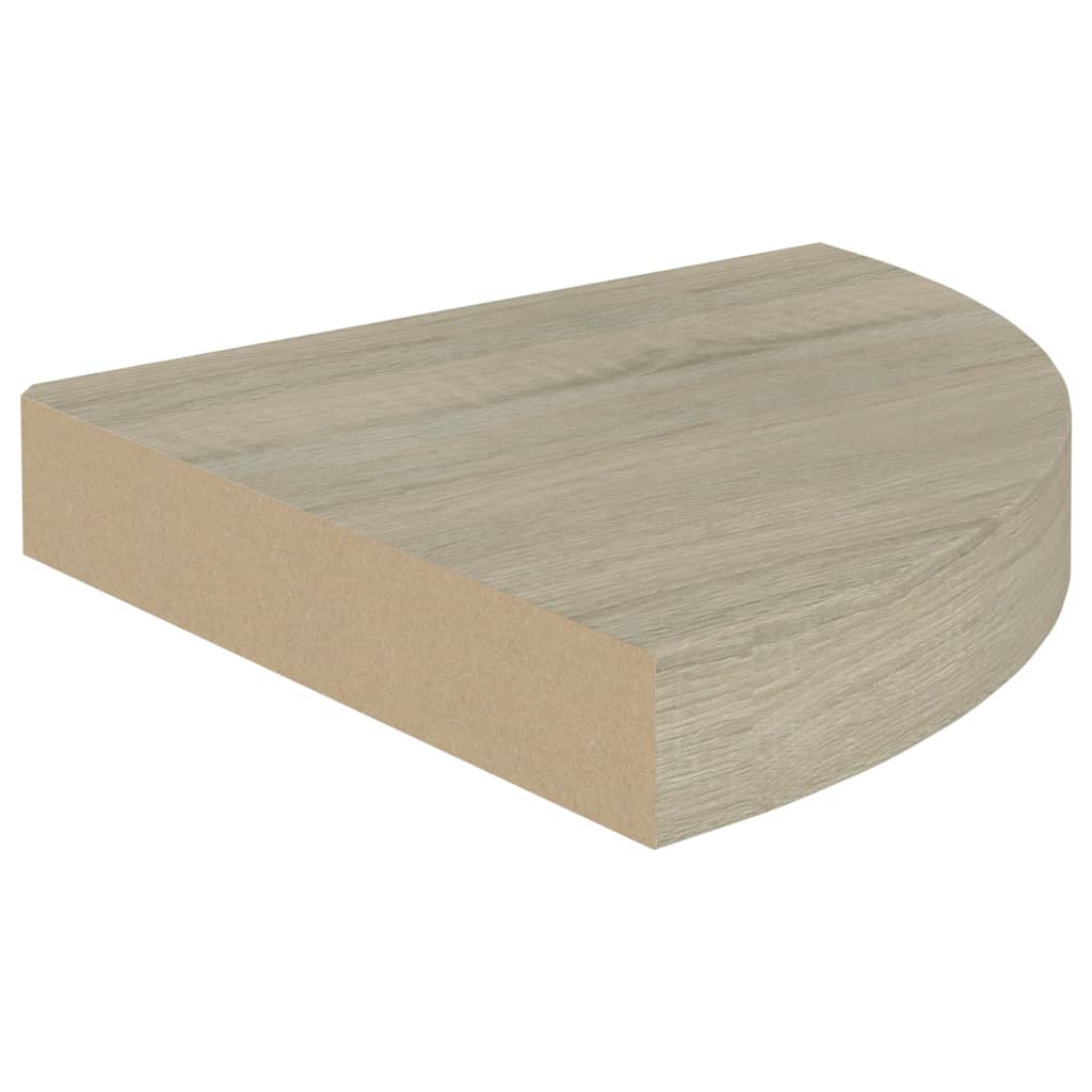 Prateleiras canto suspensas 2 pcs 25x25x3,8cm MDF cor carvalho