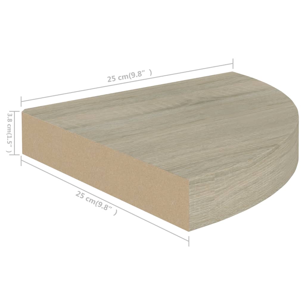 Prateleiras canto suspensas 2 pcs 25x25x3,8cm MDF cor carvalho