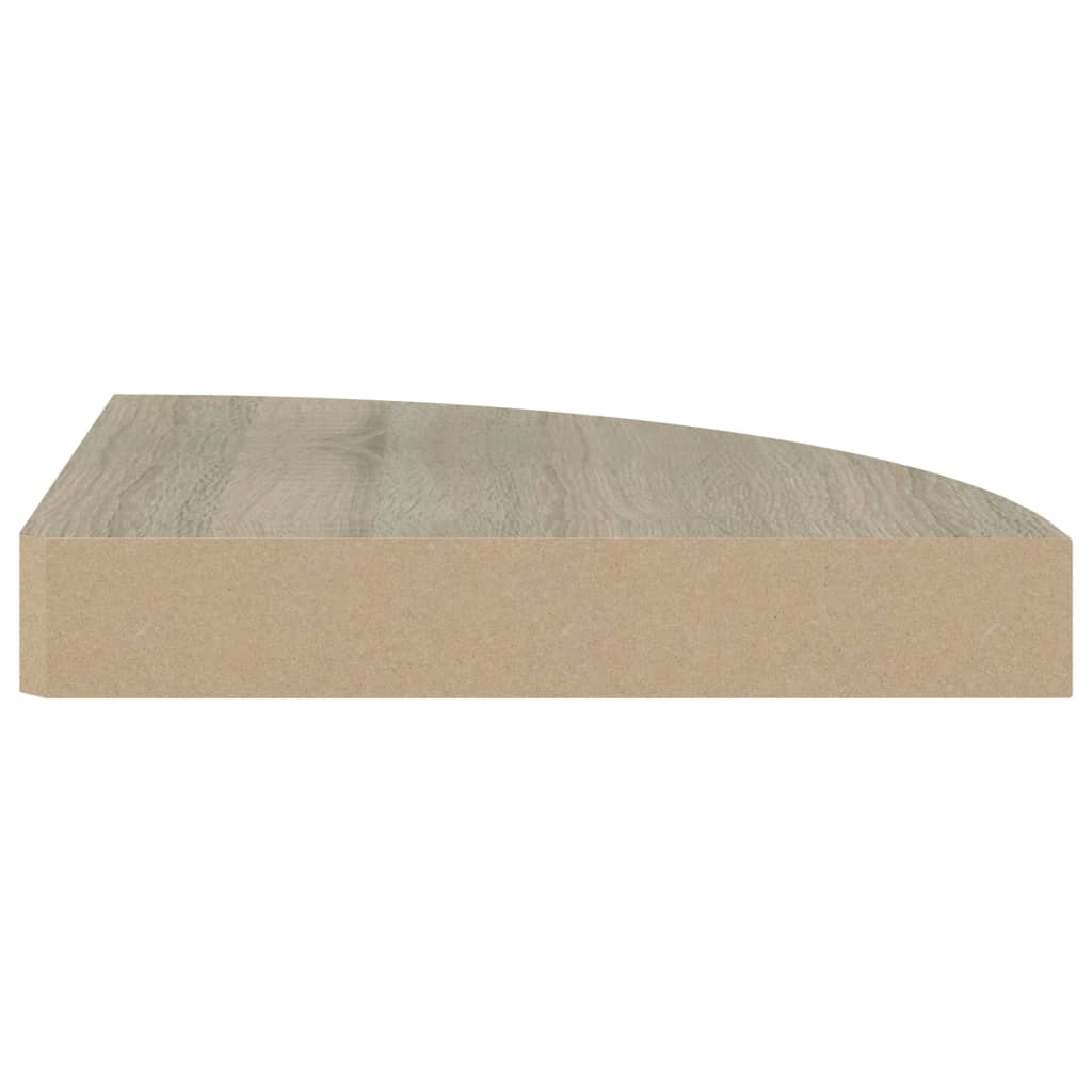 Prateleiras canto suspensas 4 pcs 25x25x3,8cm MDF cor carvalho